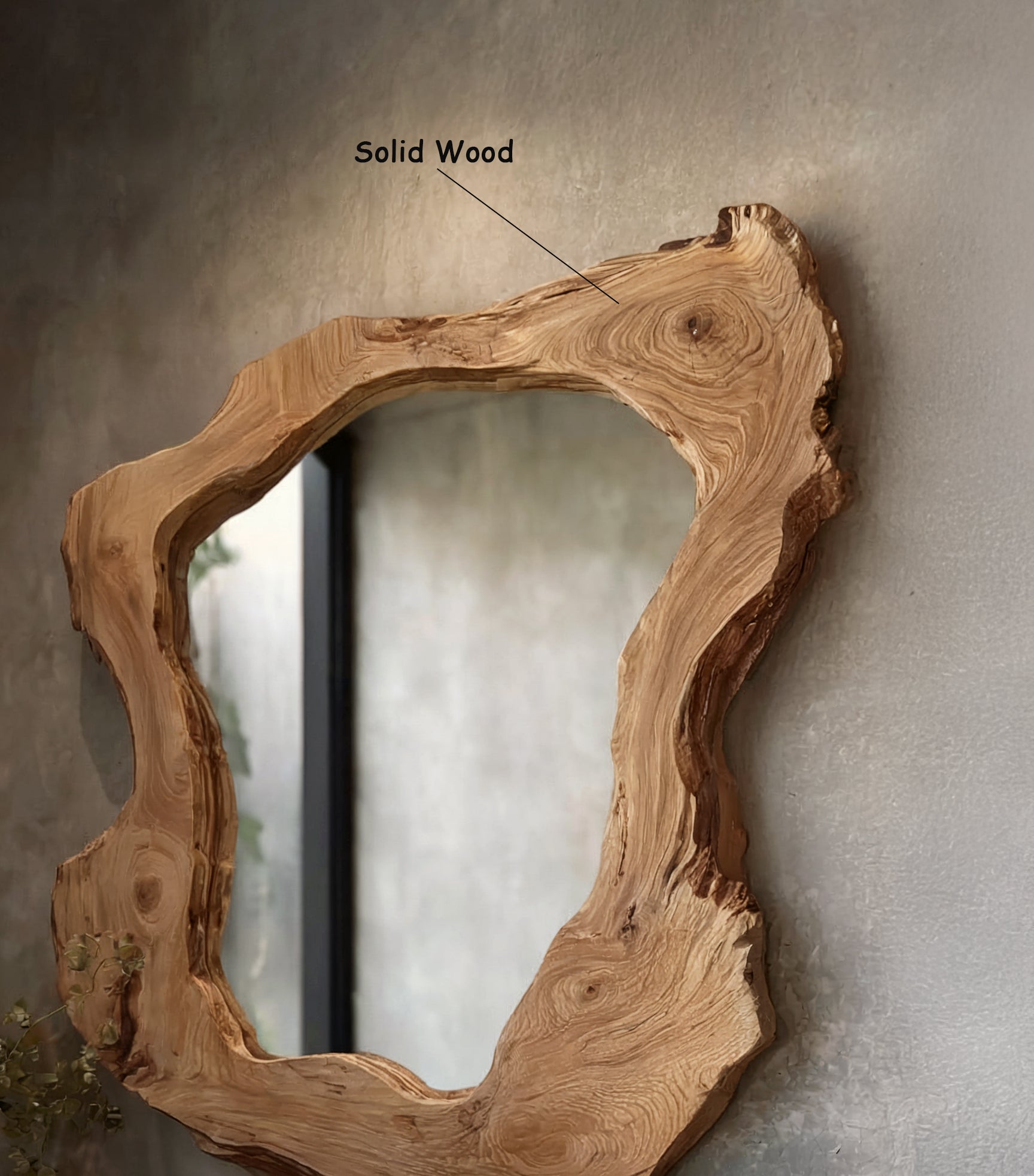 Modern Live Edge Wall Mirror – Handmade Wooden Decorative Mirror for Living Room, Bathroom or Vanity