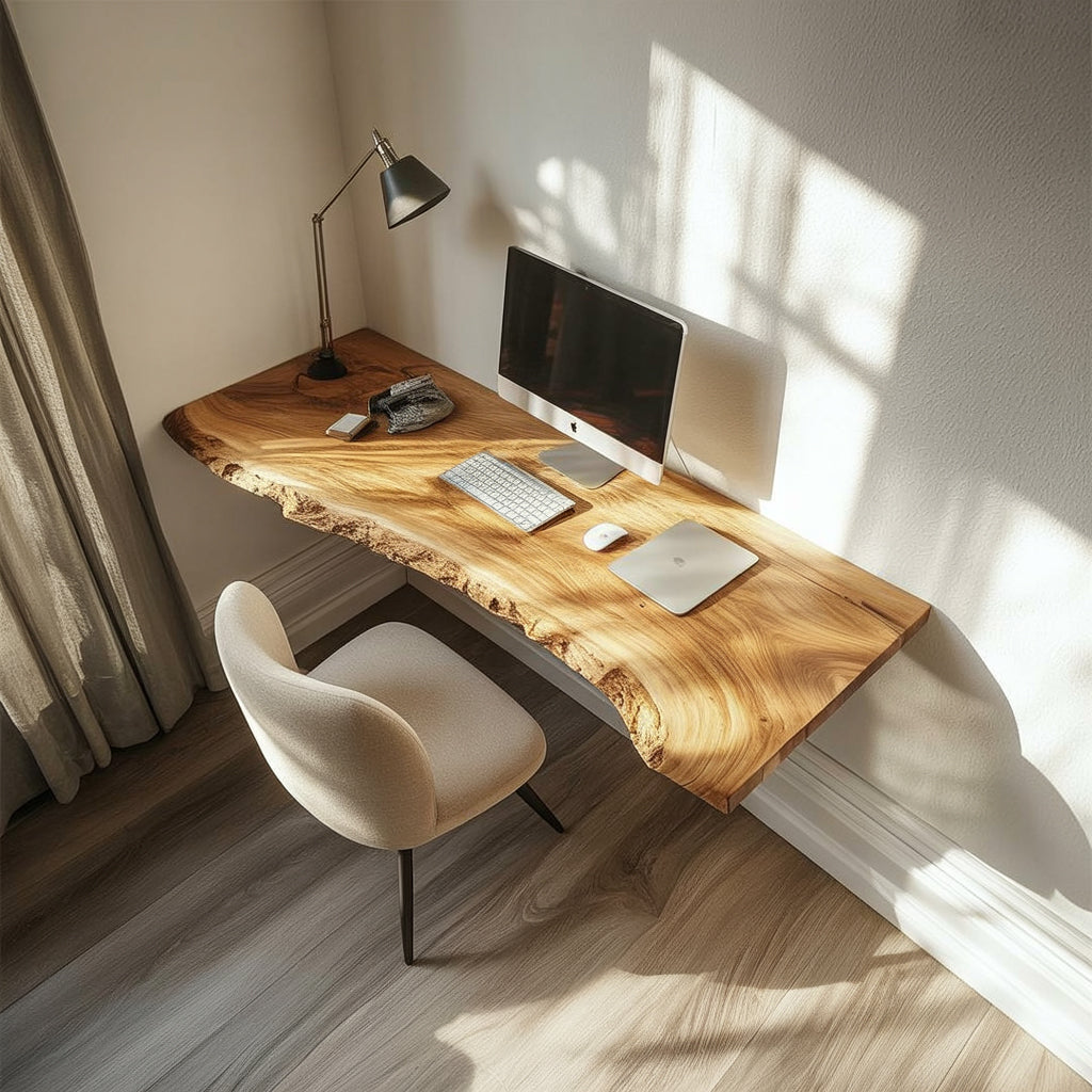 Rustic Live Edge Desk – Farmhouse Wood Furniture for Living Room
