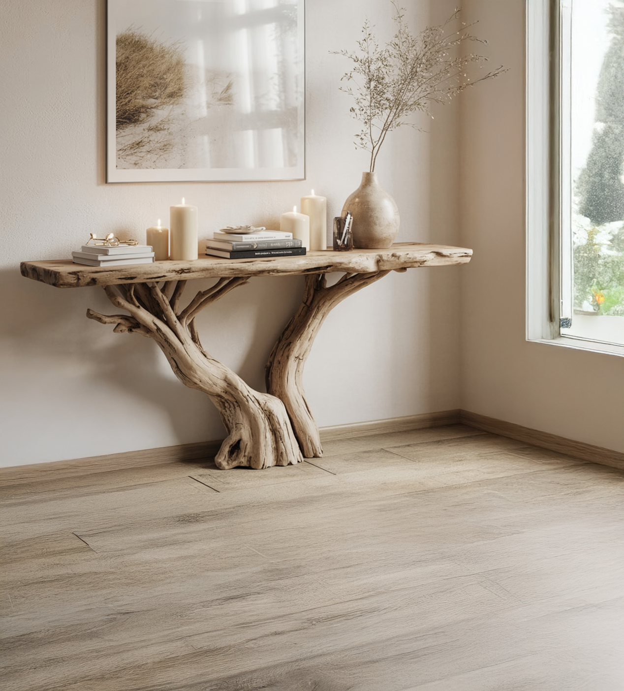 Live Edge Narrow Entryway Console Table – Handmade Rustic Farmhouse Wood