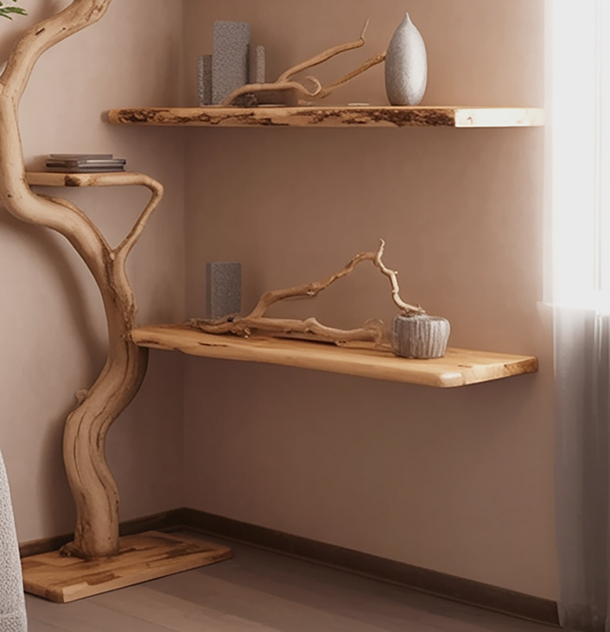 Handmade Tree Bookshelf – Rustic Wooden Bookcase for Home Decor & Gifts