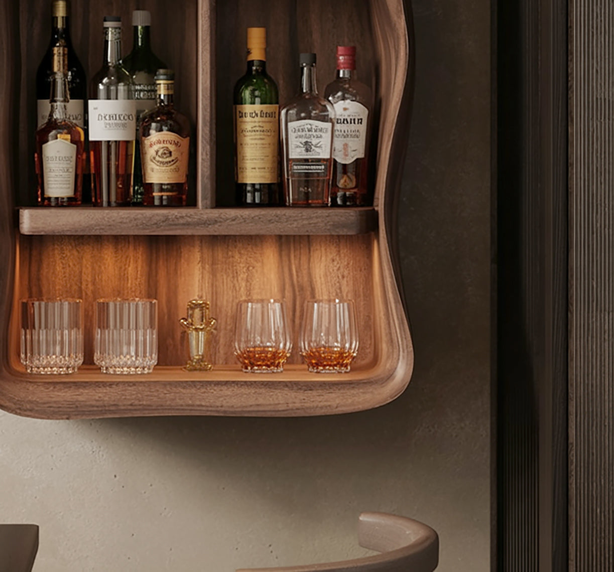 Christmas Bar Wall Shelf – Handmade Live Edge Wood Floating Shelf