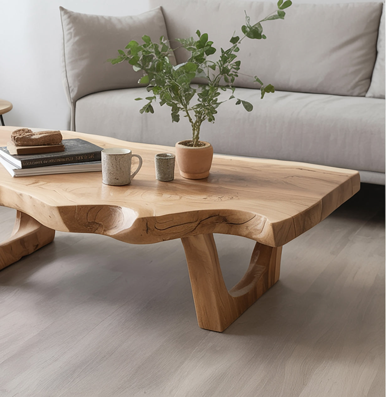 Rustic Live Edge Coffee Table – Handmade Solid Wood Center Table