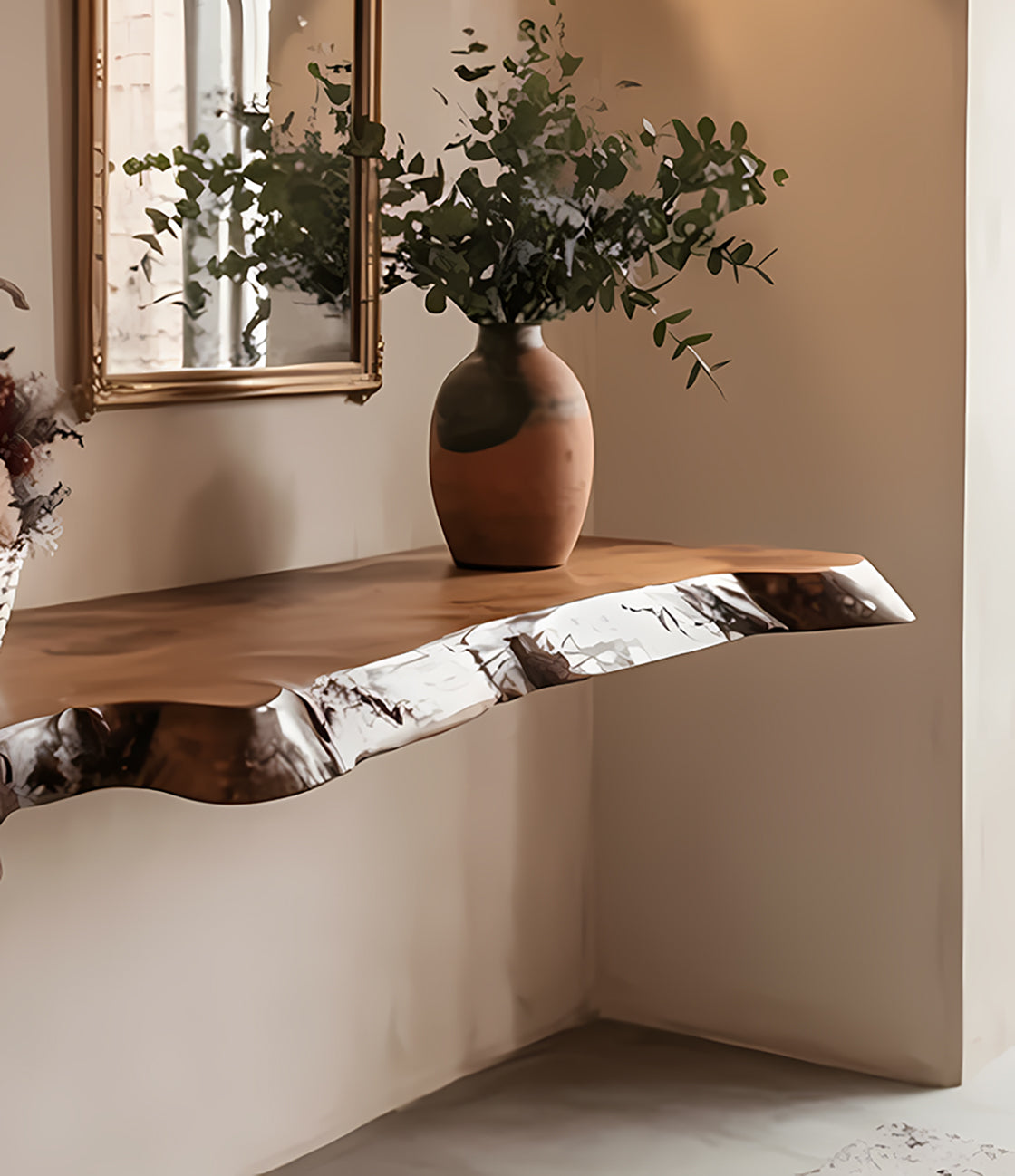 Live Edge Walnut Floating Shelves – Farmhouse Wooden Heavy Duty Shelf Christmas Décor