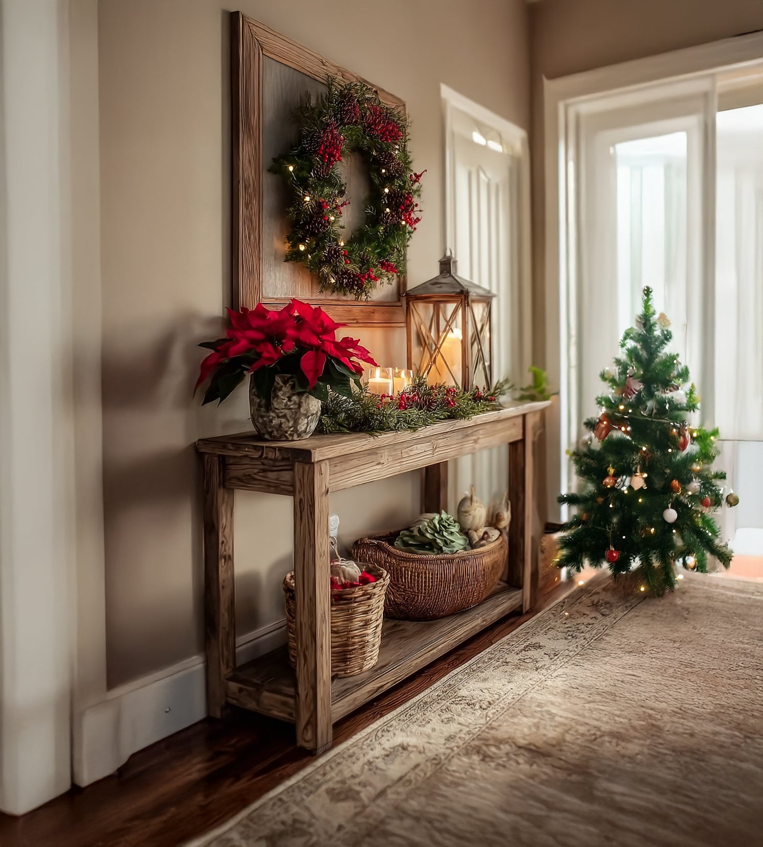 Rustic Farmhouse Console Table – Handmade Solid Wood Entryway & Narrow Hallway Table