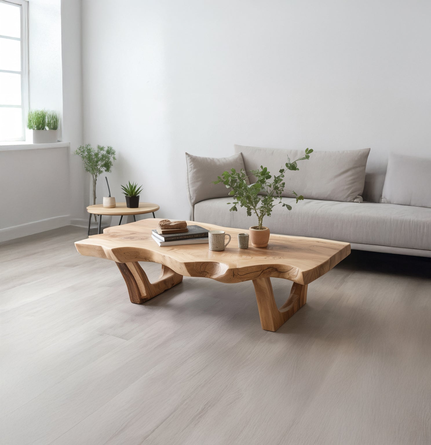 Rustic Live Edge Coffee Table – Handmade Solid Wood Center Table