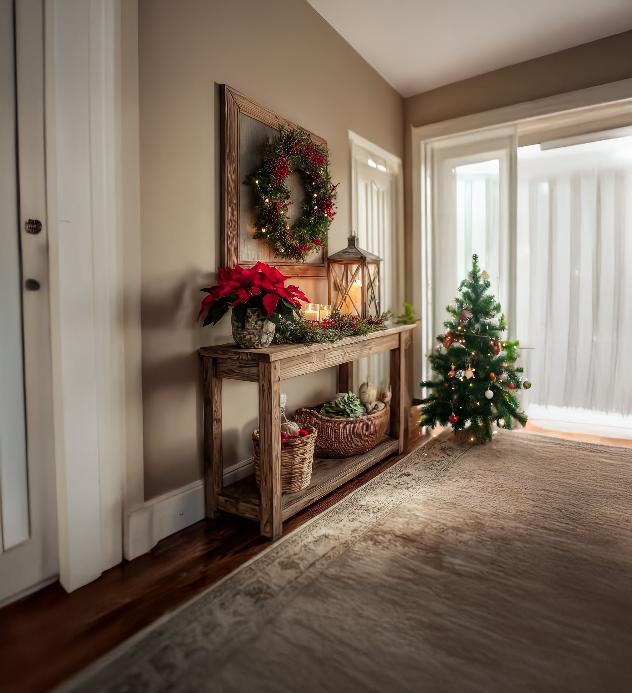 Rustic Farmhouse Console Table – Handmade Solid Wood Entryway & Narrow Hallway Table
