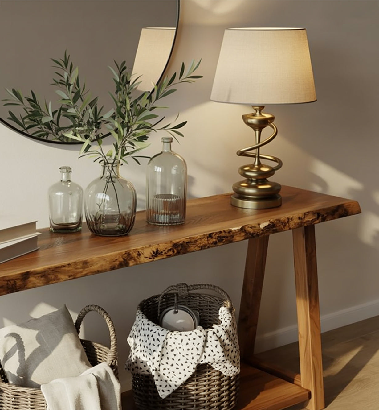 Rustic Reclaimed Wood Console Table – Live Edge Entryway Table