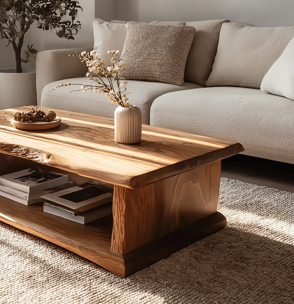 Handcrafted Driftwood Coffee Table – Modern Reclaimed Wood Live Edge Table