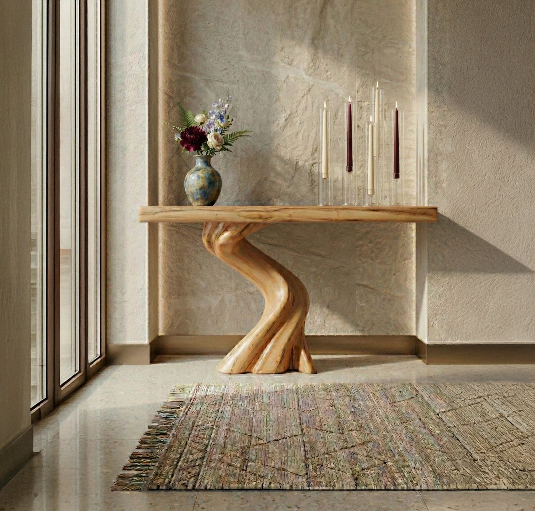 Handcrafted Live Edge Console Table – Rustic Solid Wood Entryway Decor