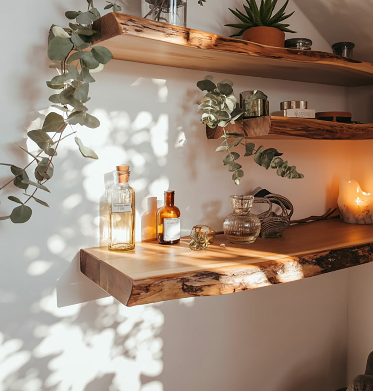 Handcrafted Live Edge Floating Shelves – Rustic Wood Shelves