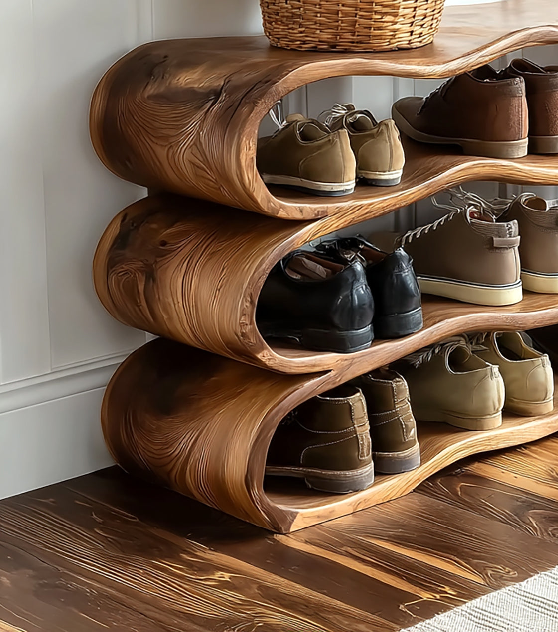 Rustic Hallway Bench for Shoes & Bags – Space Saving Furniture