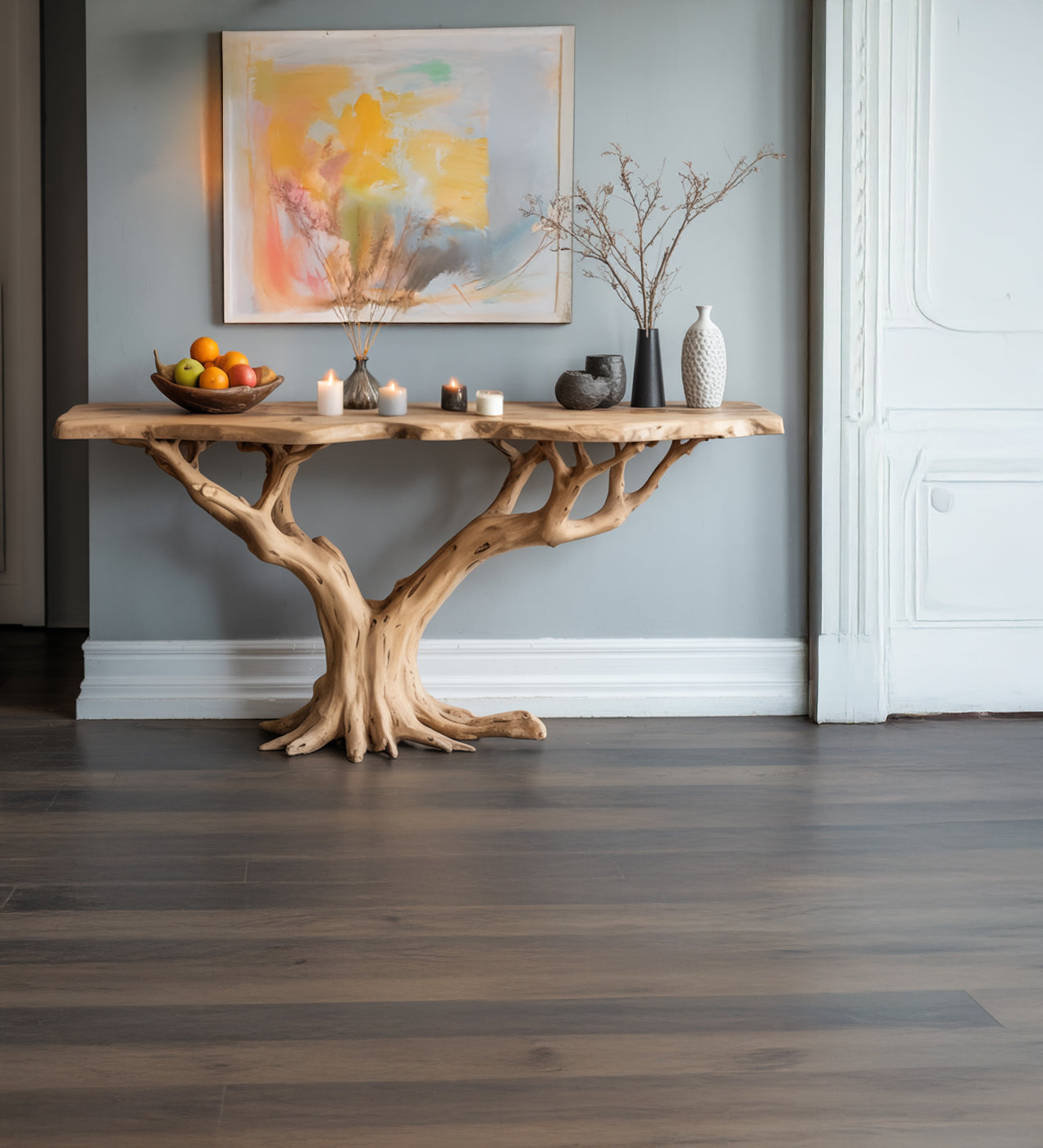 Live Edge Narrow Entryway Console Table – Handmade Rustic Farmhouse Wood