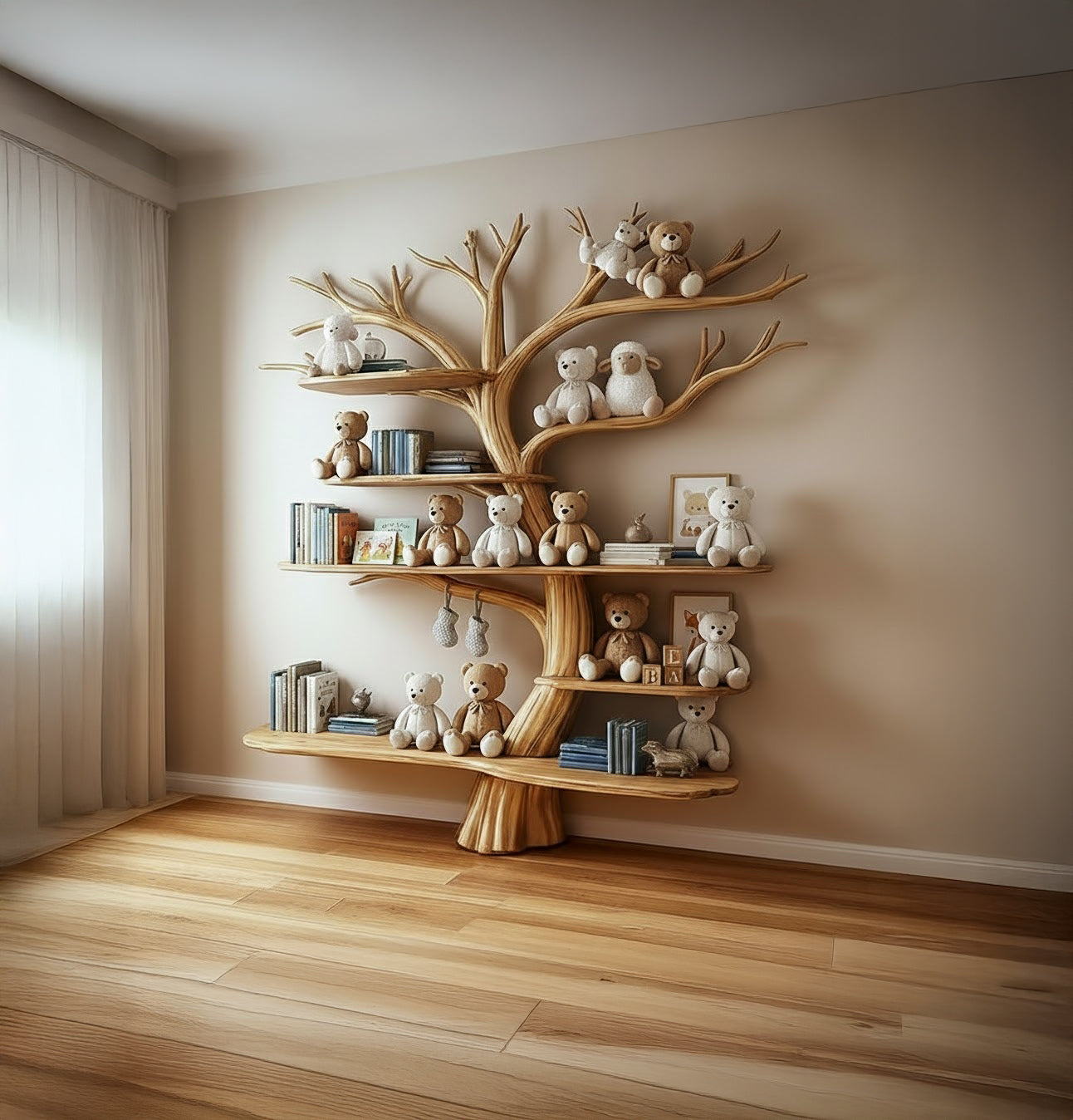 Tree Kids Bookshelf Natural Trees Handmade Baby Room Decor Gift