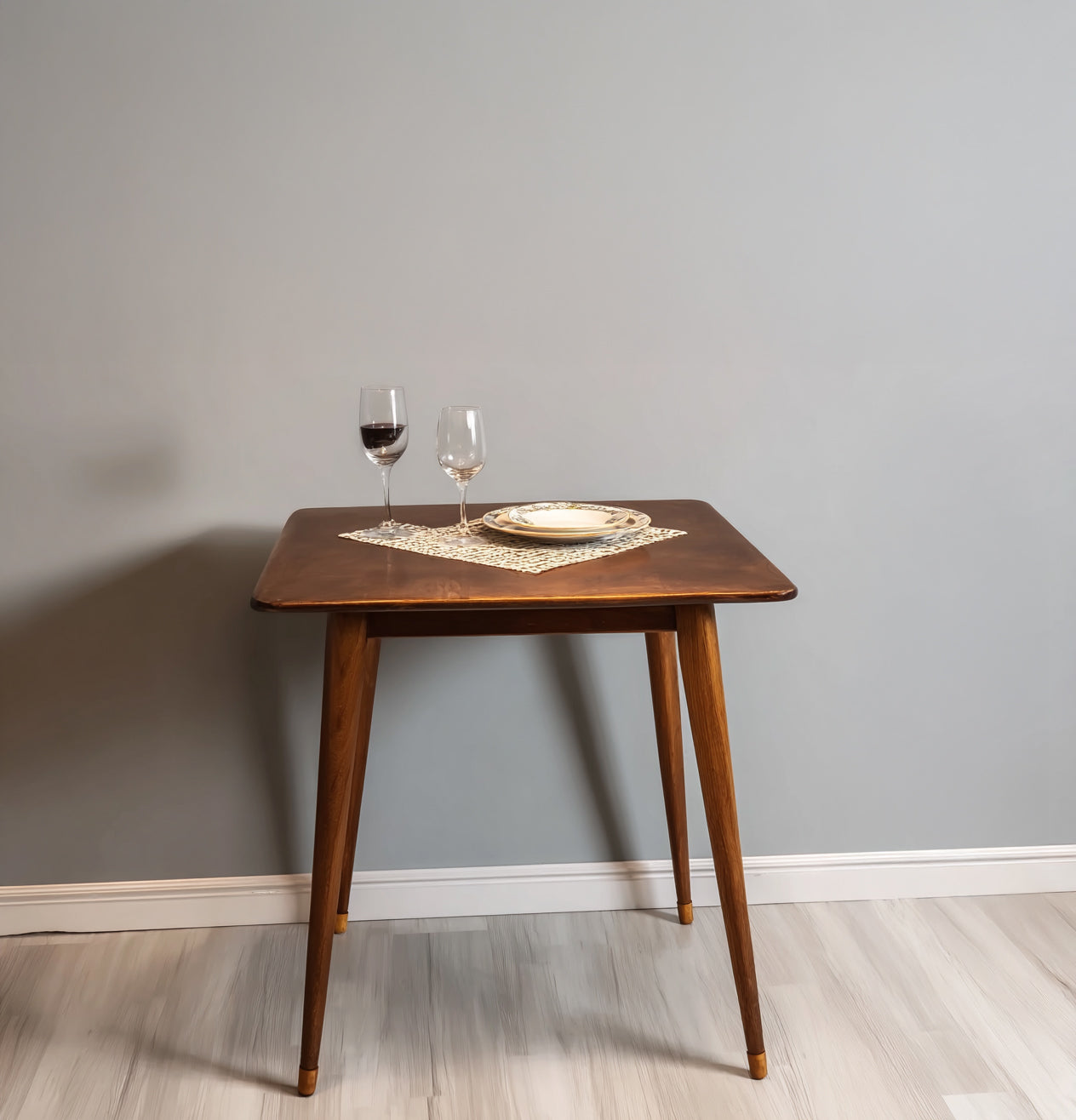 Small Space Square Dining Table – Dark Walnut Wood, 2–4 Person Table for Dining Room, Kitchen & Home Decor