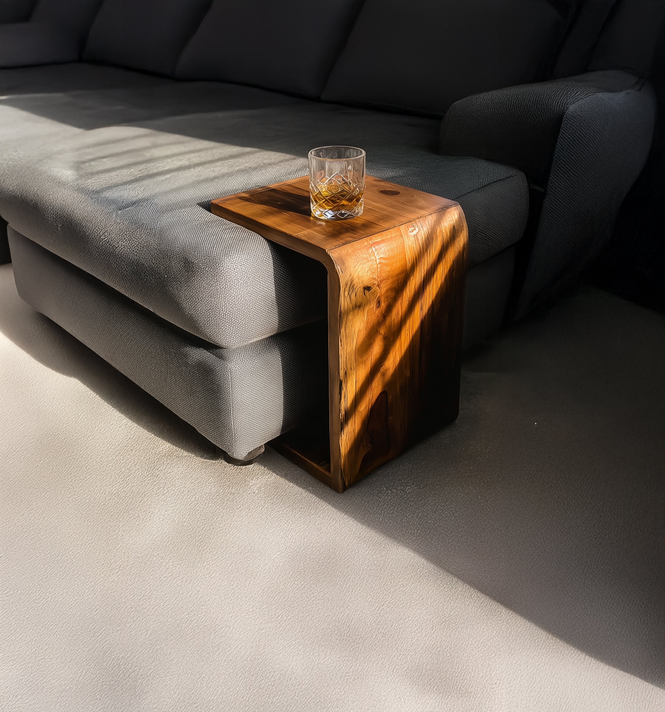 End Handmade Round End Table – Rustic Solid Wood Side Table, Farmhouse Living Room Accent