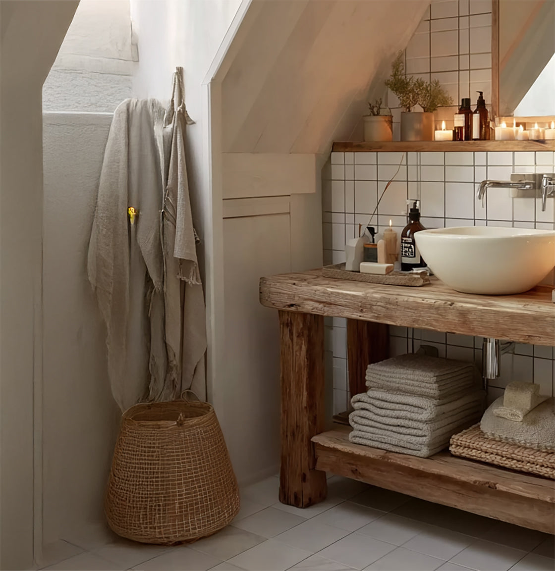 Rustic Reclaimed Wood Bathroom Vanity – Handmade Solid Timber Sink Console with Shelf