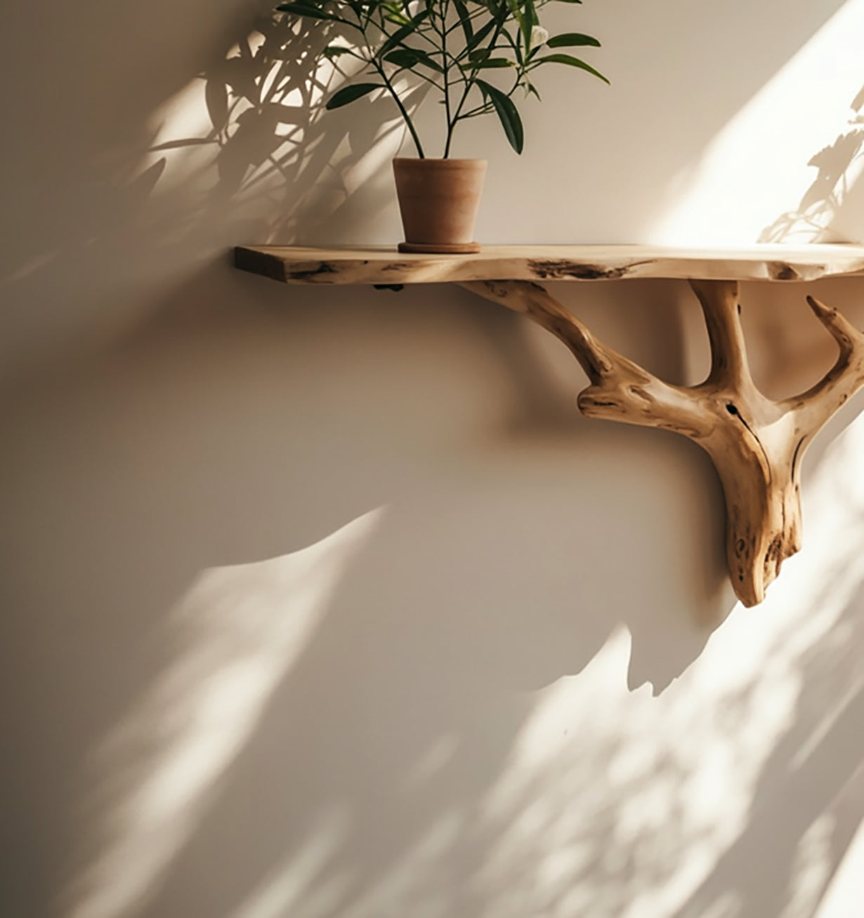 Rustic Driftwood Shelf – Handmade Solid Wood Console & Wall Art Decor