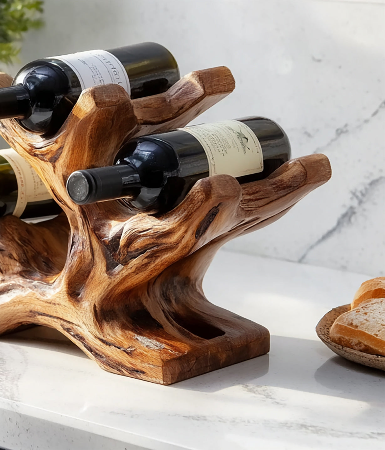 Rustic Farmhouse Wine Bottle Holder – Solid Wood Rack for Kitchen or Home Bar