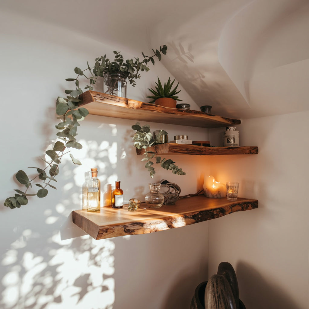 Handcrafted Live Edge Floating Shelves – Rustic Wood Shelves