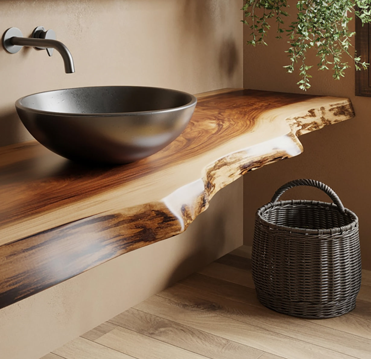 Solid Wood Vanity Shelf – Unique Housewarming Gift – Rustic Bathroom Wall Art