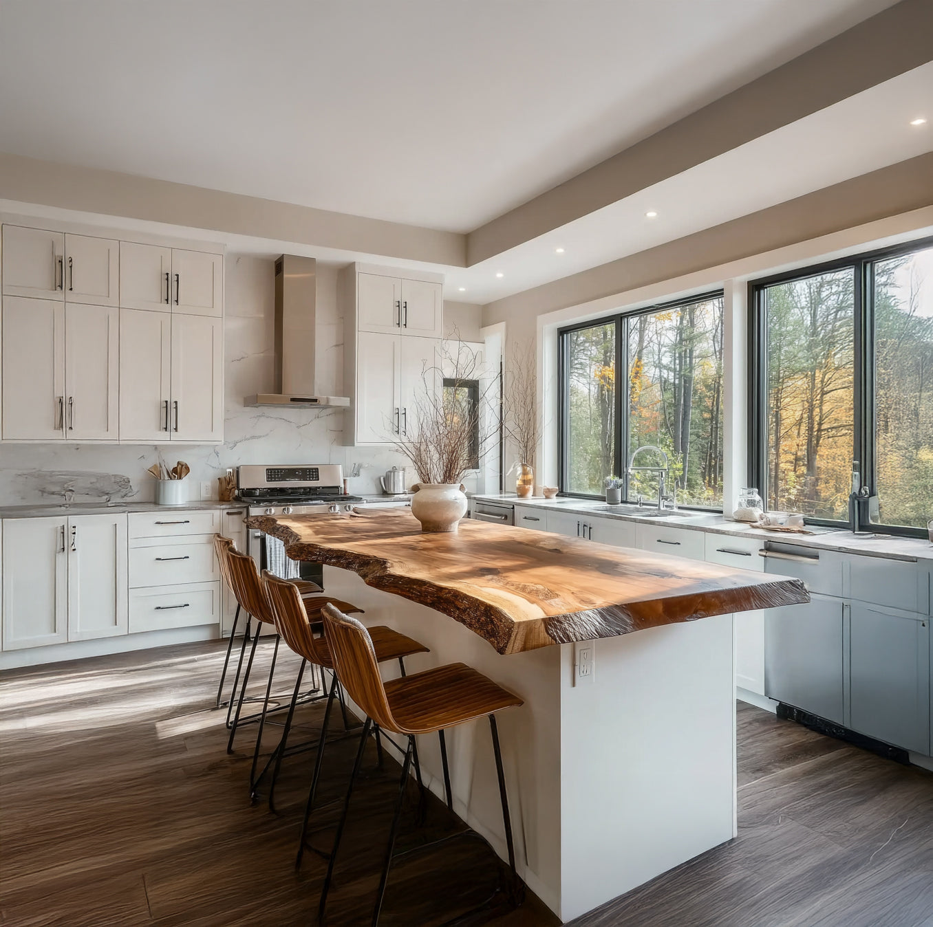 Live Edge Solid Wood Kitchen Island Countertop – Handcrafted Slab