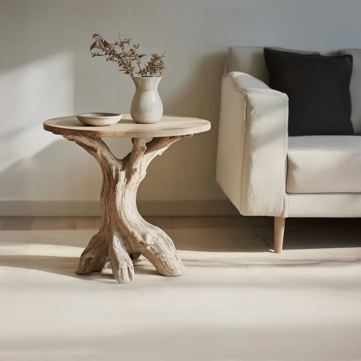 Rustic Live Edge End Table – Handmade Solid Wood Side Table