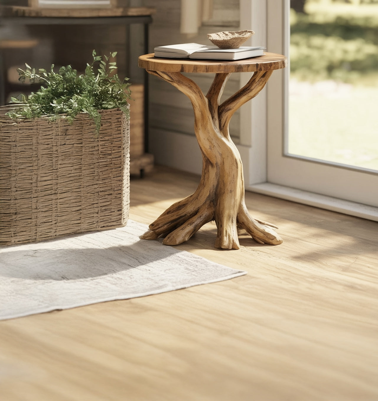 Rustic Live Edge End Table – Handmade Solid Wood Side Table For Home Decor