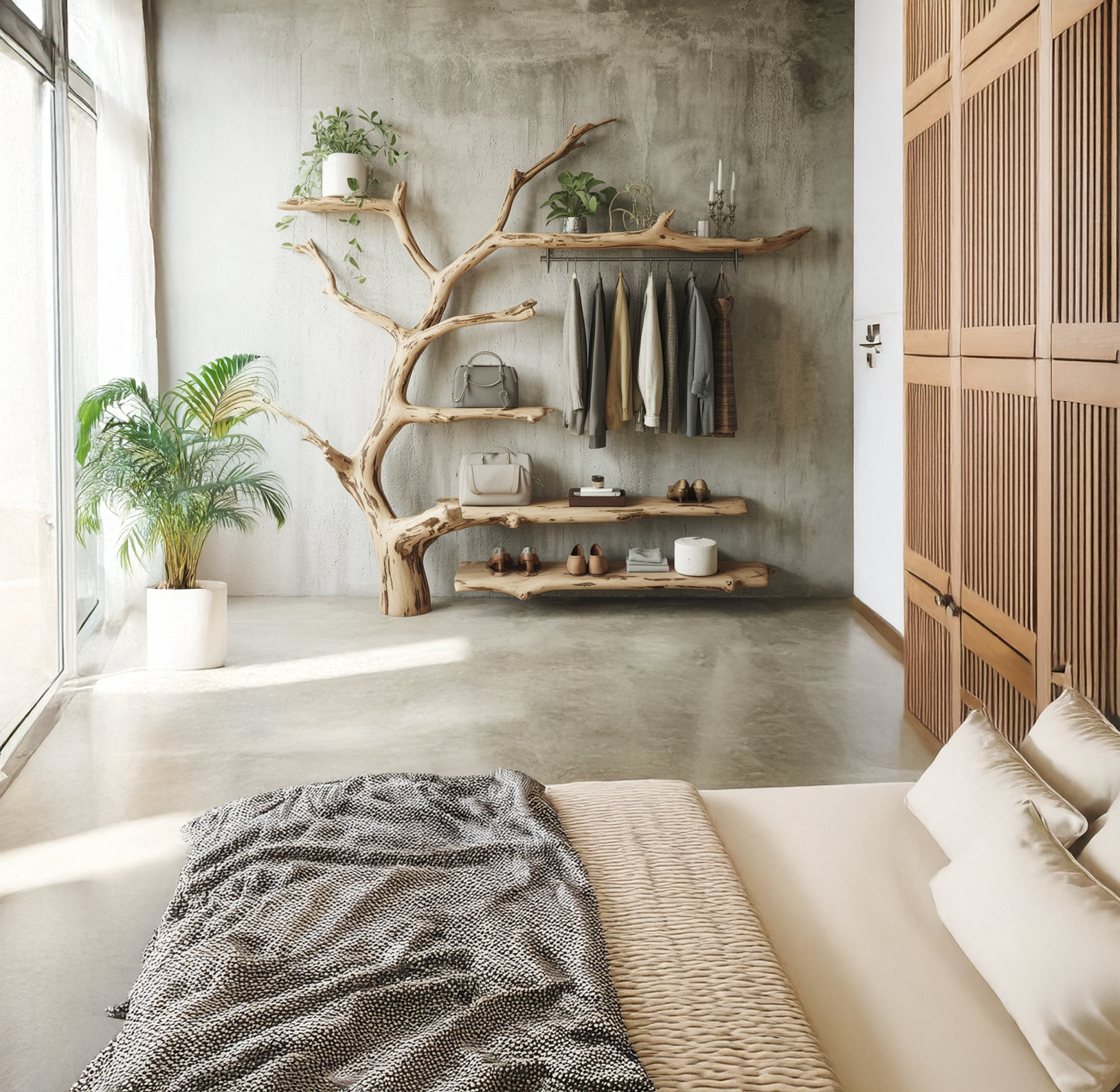 Solid Wood Coat Rack with Shelf – Decorative Wall Mounted Hanger with Hooks, Personalized Entryway Shoe & Wall Decor