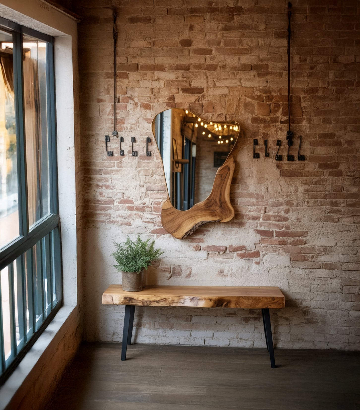 Modern Live Edge Wall Mirror – Handmade Wooden Mirror for Living Room & Bathroom