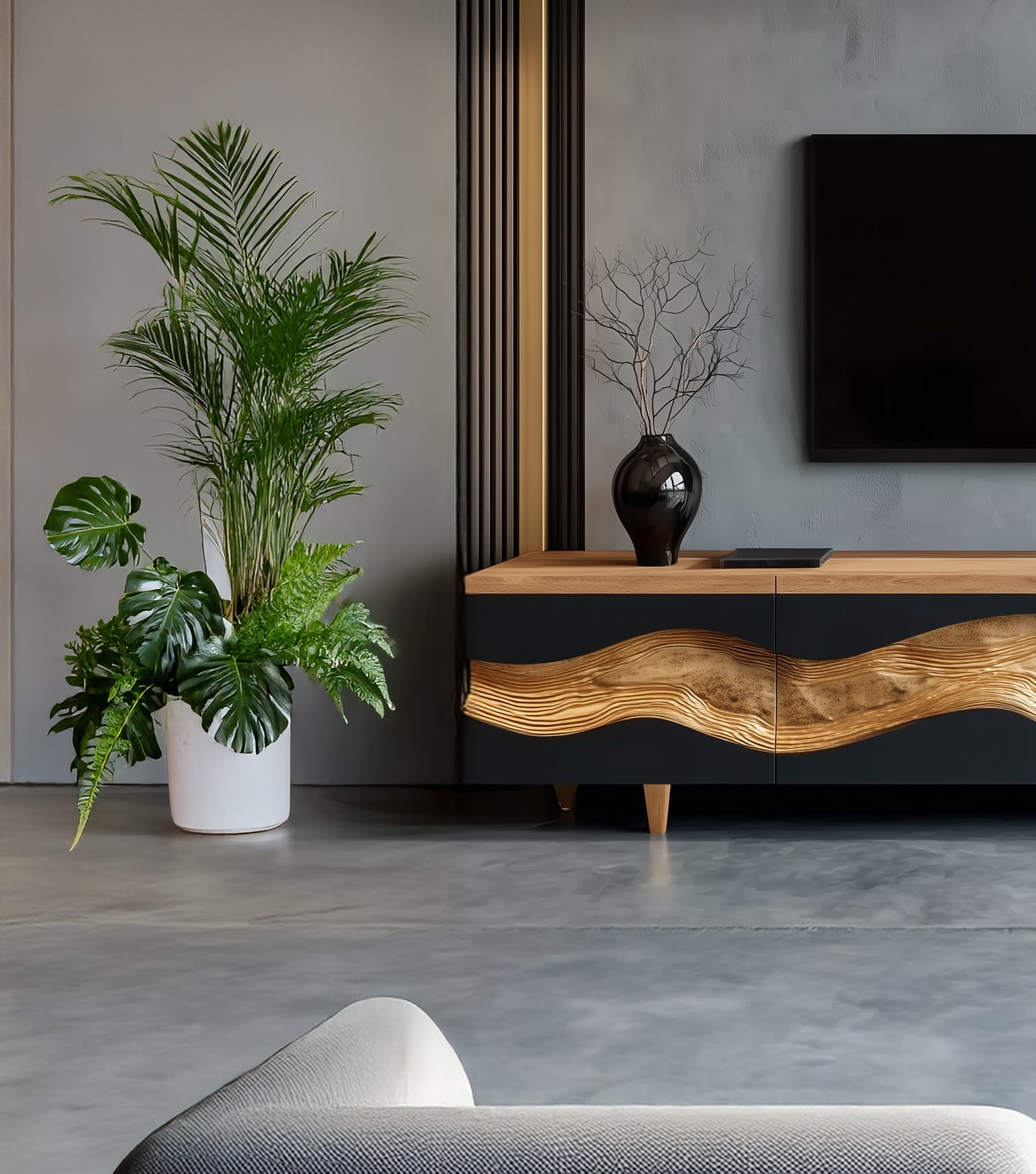 Farmhouse TV Console – Handmade Rustic Solid Wood TV Cabinet, Custom Antique Stand