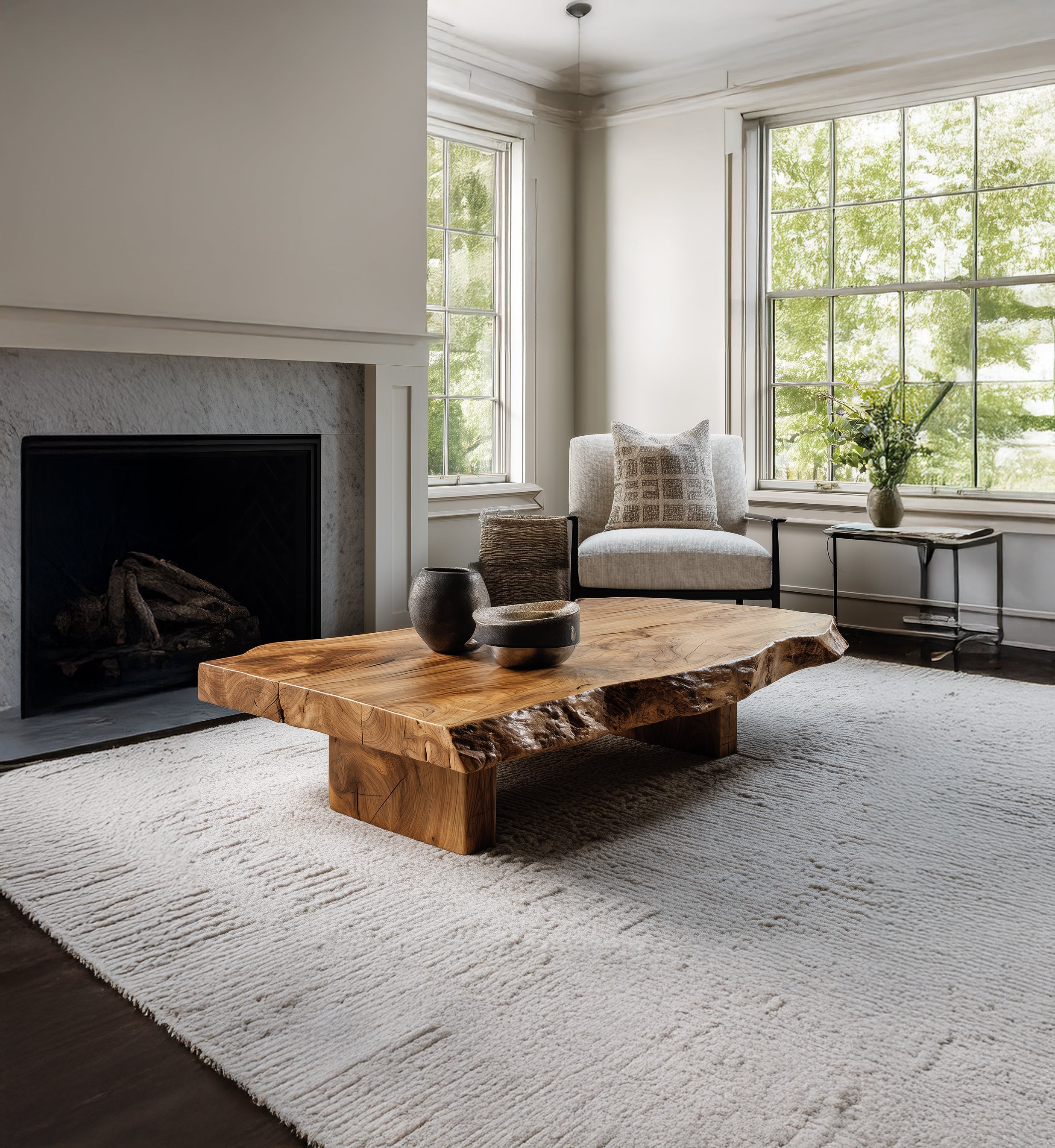 Rustic Low Coffee Table – Live Edge Reclaimed Wood for Dining or Farmhouse Living Rooms