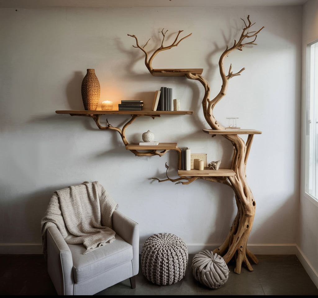 Tree Branch Bookshelf Wooden Bookcase Tree Bookshelves Mid Century Decor