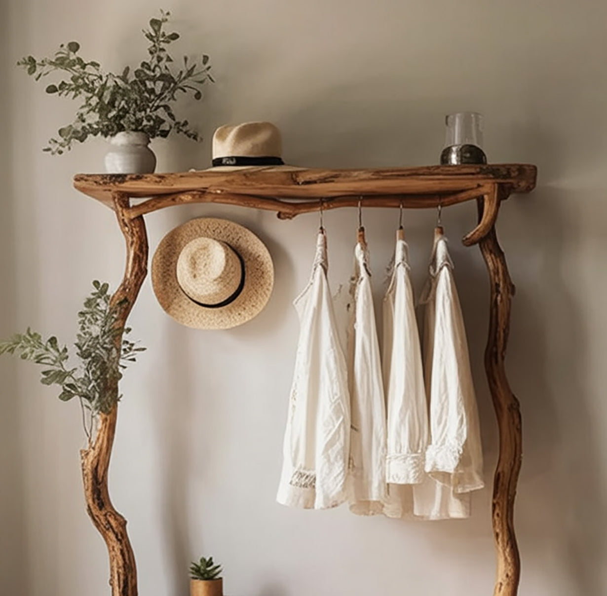 Tree Branch Coat Hooks – Driftwood Solid Wood Wall Rack Shelf