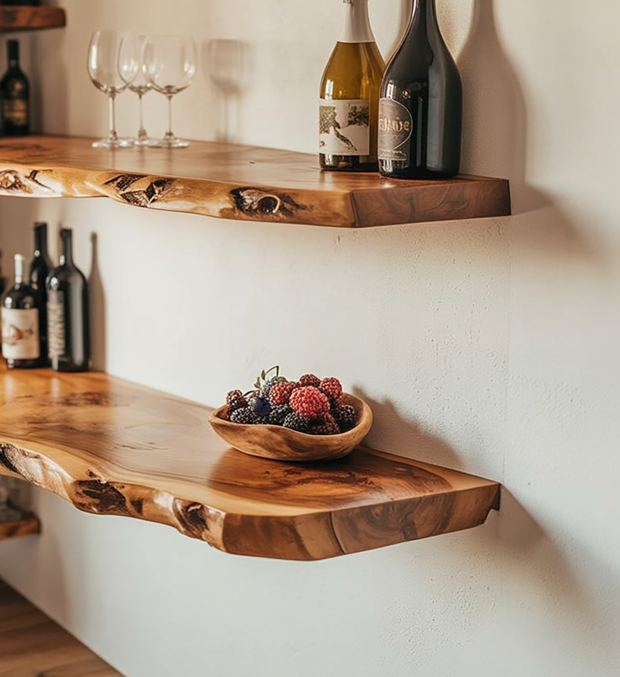 Live Edge Floating Wall Shelves – Wooden Home Decor