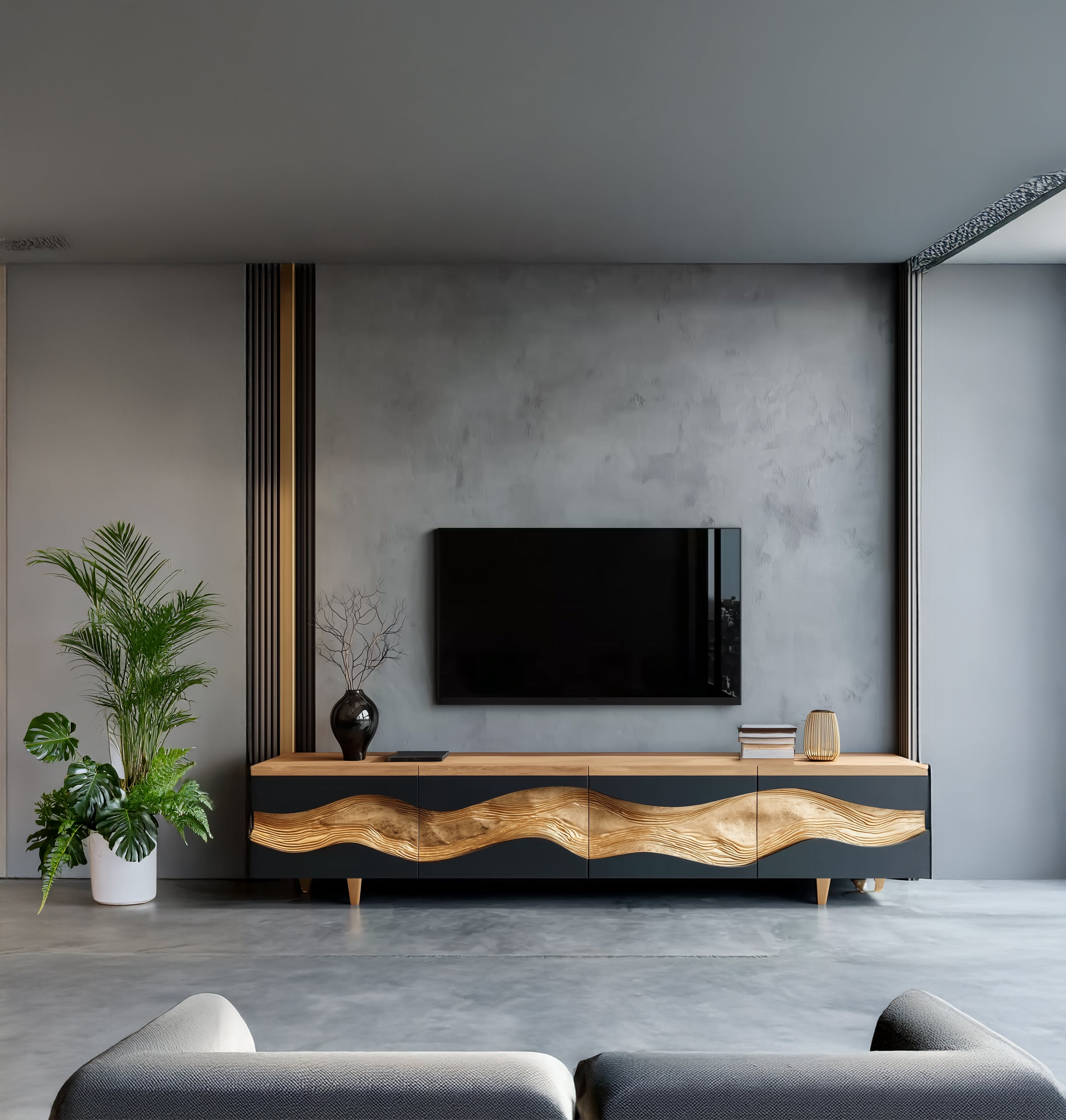 Farmhouse TV Console – Handmade Rustic Solid Wood TV Cabinet, Custom Antique Stand