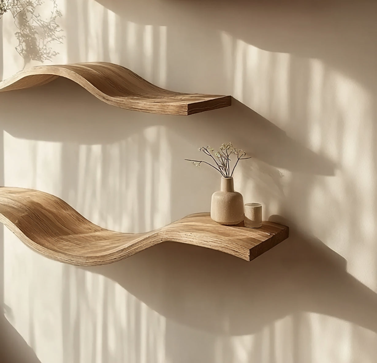 Rustic Floating Wall Shelf with Live Edge – Solid Wood Shelf