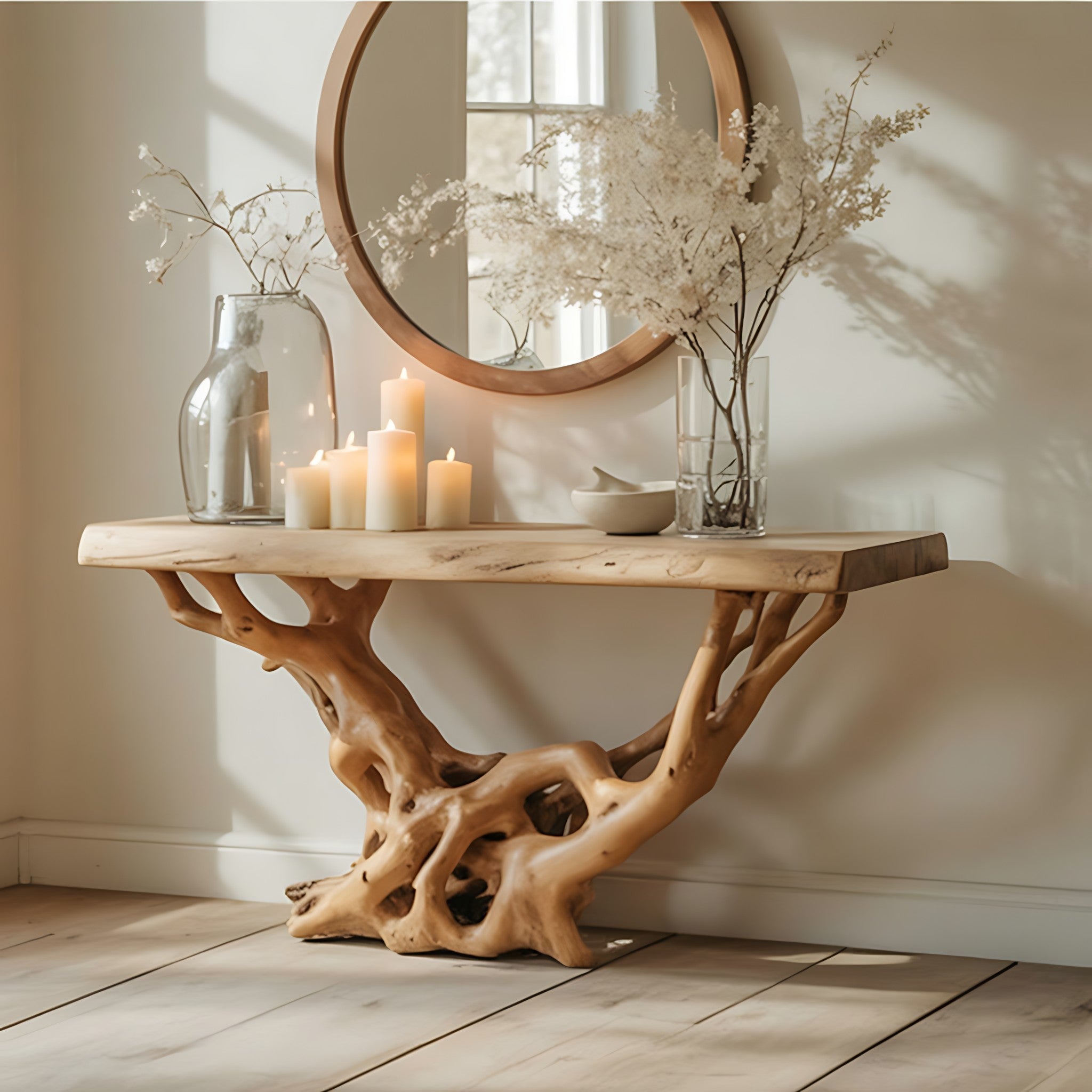 Handmade Live Edge Console Table – Rustic Farmhouse Narrow Entryway Wood