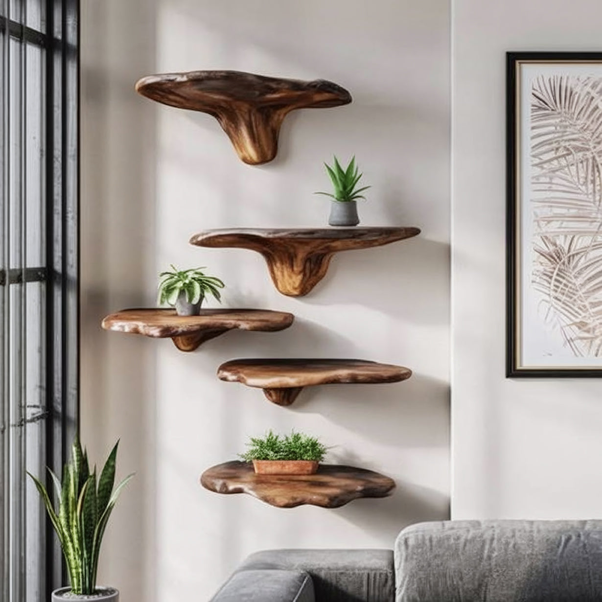 Handcrafted Live Edge Wooden Floating Shelves – Organic Wall Shelf