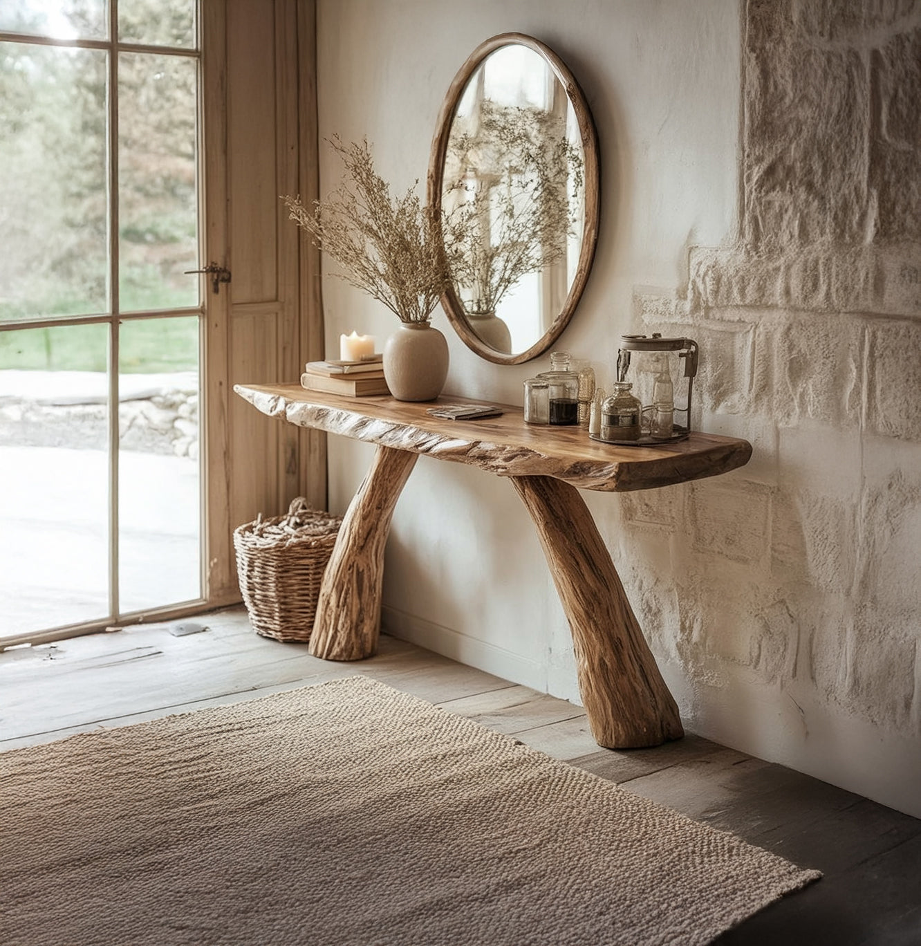 Handcrafted Solid Wood Live Edge Console Table – Rustic Entryway & Hallway Accent Furniture