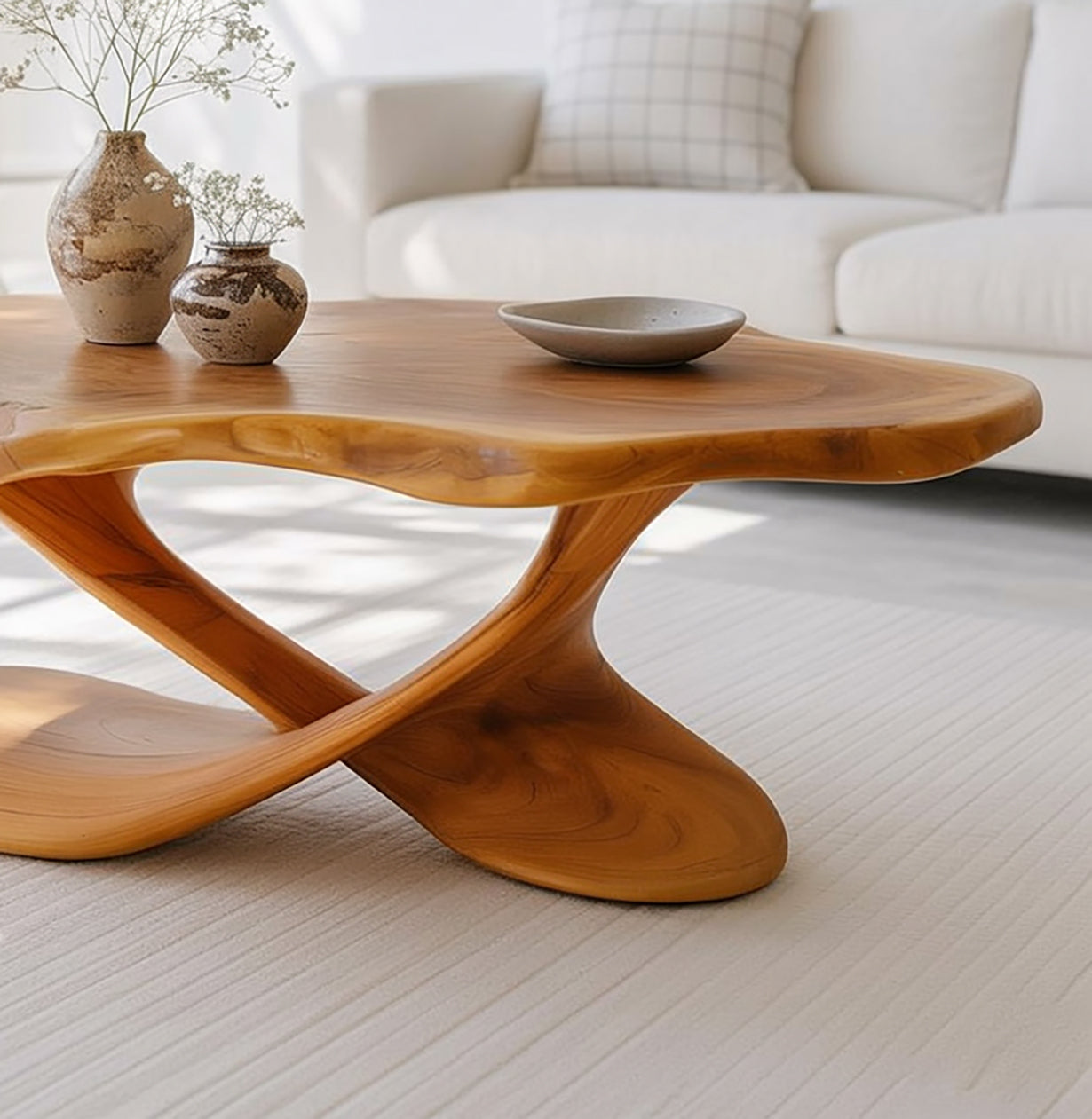 Wood Coffee Table, Organic Modern Solid Wood Living Room Table