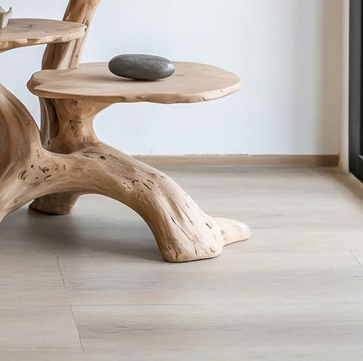 Handcrafted Wooden End Table – Natural Sculptural Design