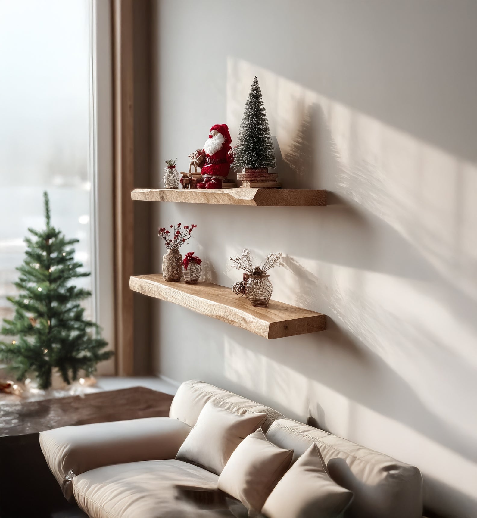 Floating Corner Shelf, Live Edge Shelf, Bookshelf, Nursery, Housewarming Gift