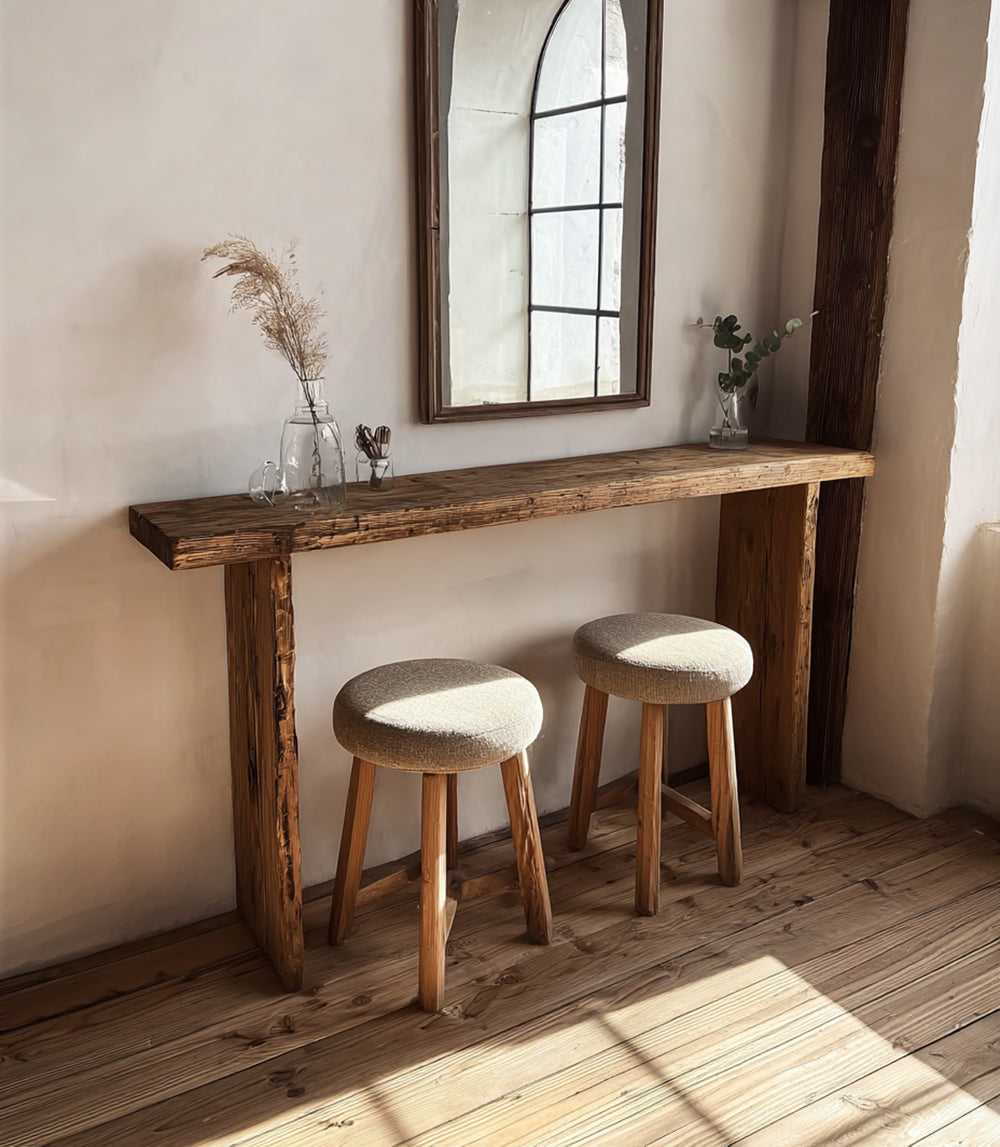 Rustic Solid Wood Console Table – Handmade Entryway Table for Holiday Decor