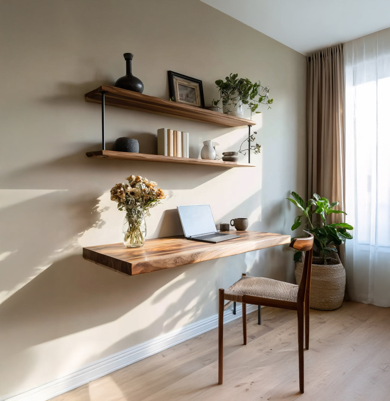 Mid-Century Modern Solid Wood Desk – Handcrafted Writing Desk