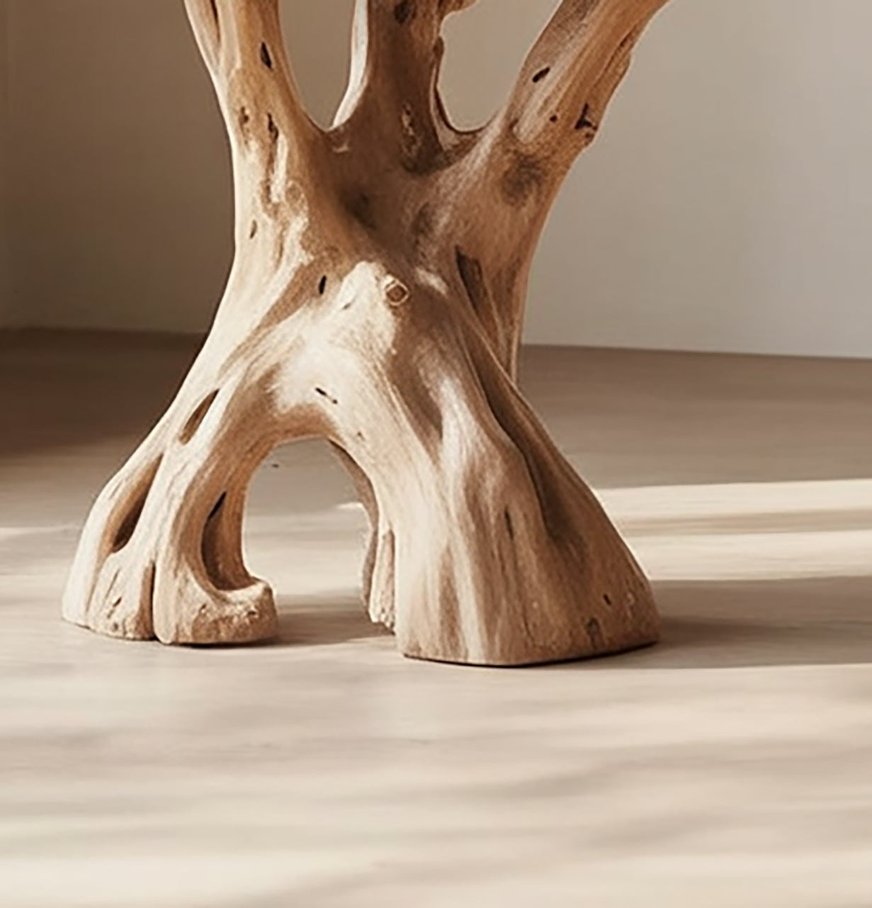 Organic Solid Wood End Table – Handcrafted Tree Root Side Table
