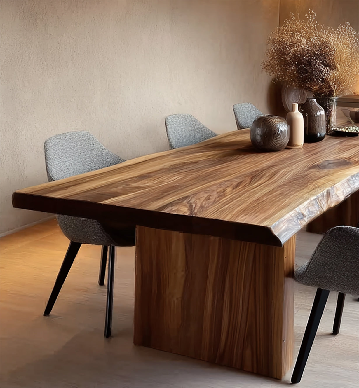 Handmade Live Edge Walnut Dining Table – Solid Wood Farmhouse Table with Natural Finish