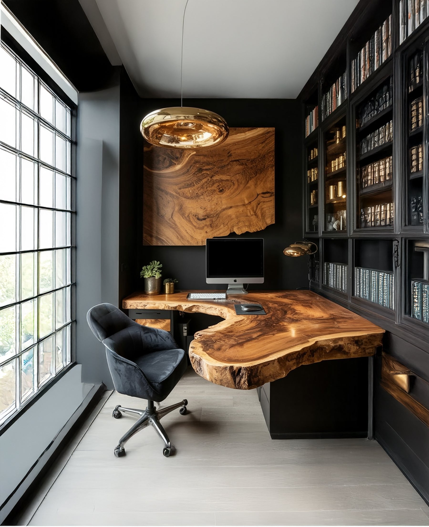 Handmade Live Edge Floating Shelf Desk – Wall-Mounted Study Table, Hanging Desk with Unique Design, Minimalist Workspace