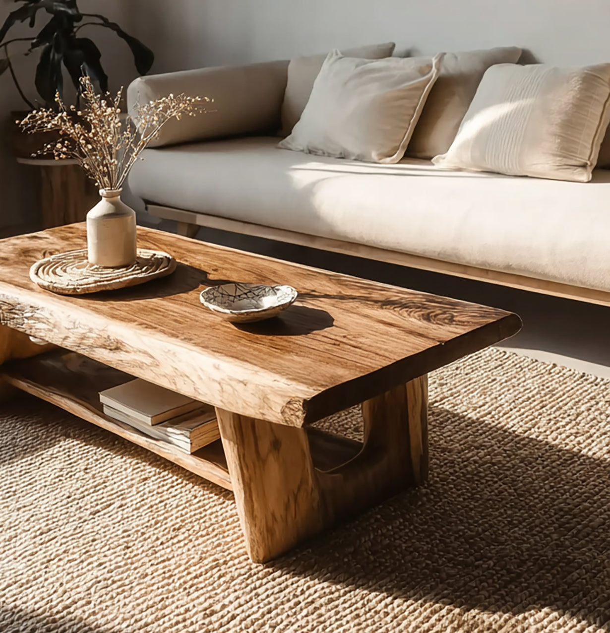 Reclaimed Driftwood Coffee Table – Modern Solid Wood Live Edge Table
