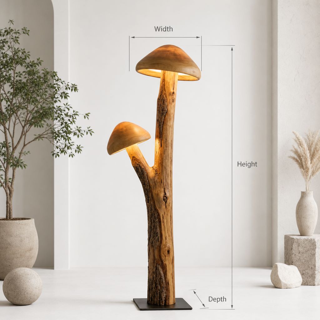 Dual Translucent Mushroom Bark Trunk Floor Lamp