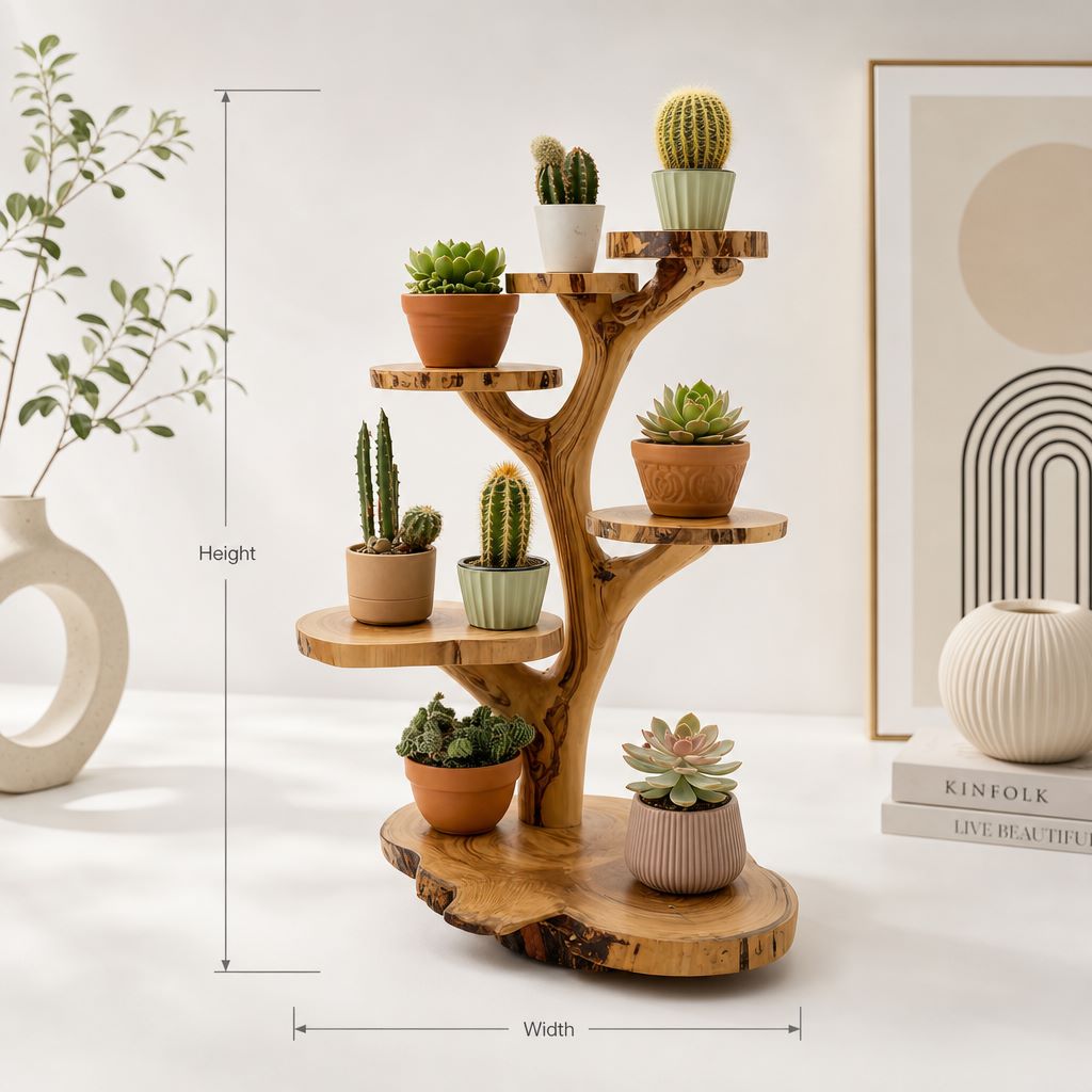 Handmade Wood Tree Stand - The Perfect Home for Your Mini Cacti and Succulents